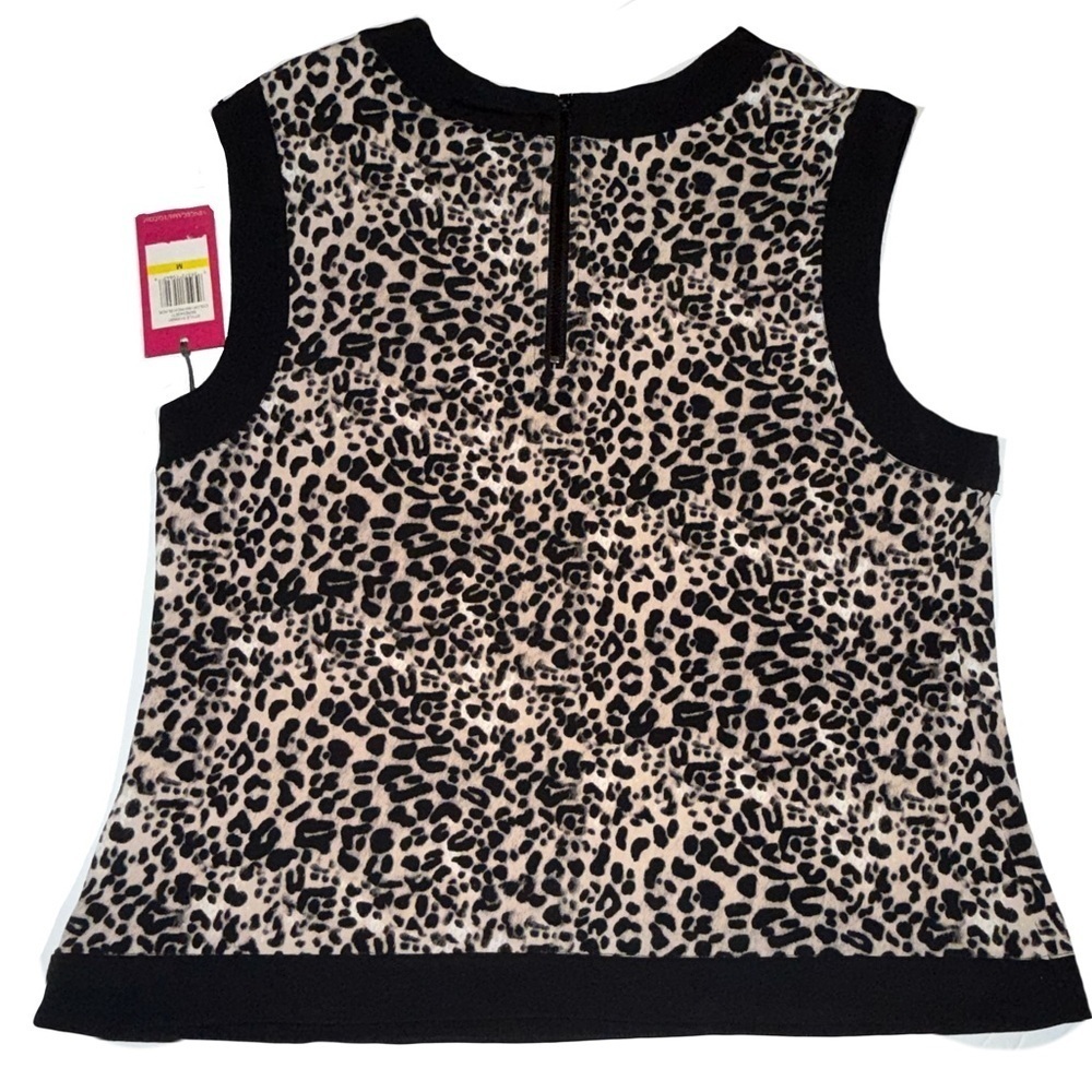 NWT Vince Camuto Women’s Serengeti Top Leopard Print with Black Trim Med - Picture 9 of 9